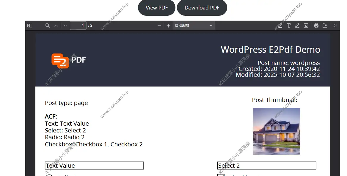 WordPress下一代PDF工具 – E2PDF  v1.9.8.5 已激活版