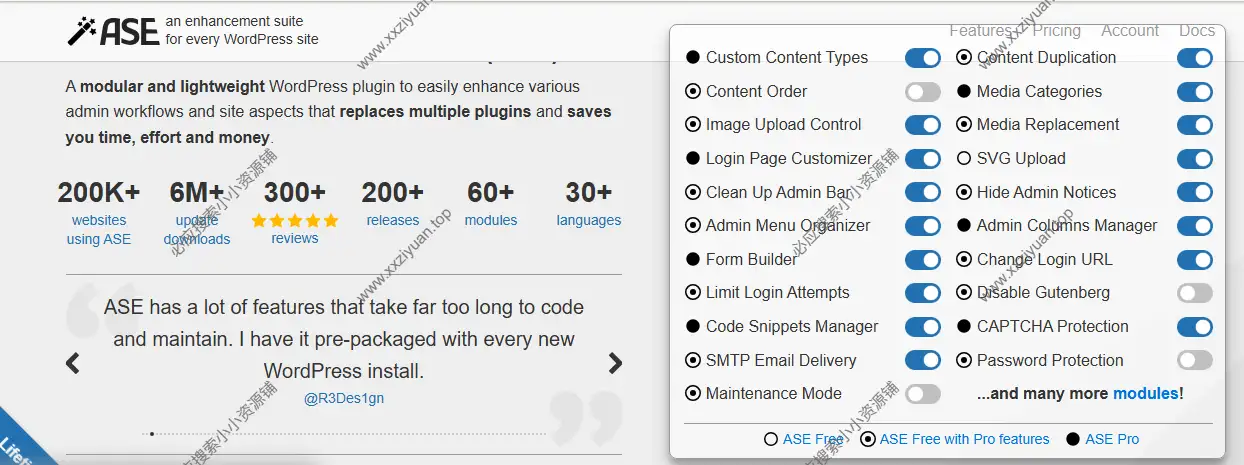 Admin and Site Enhancements (ASE) Pro v3.4.0 WordPress管理及功能增强插件