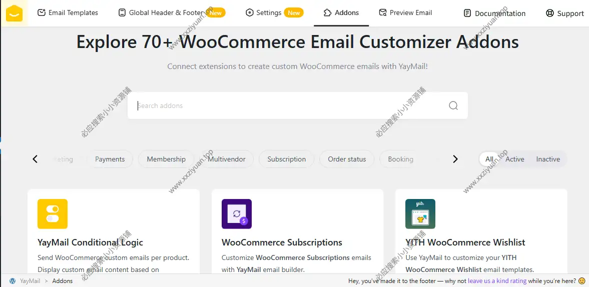 拖放式 WooCommerce 邮件模板定制插件 – YayMail Pro v4.3.2+Addons